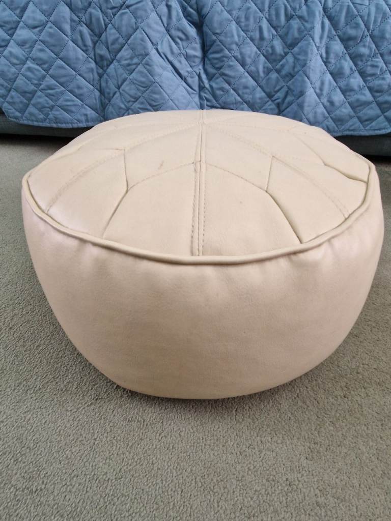 cream pouffe footstool; good condition