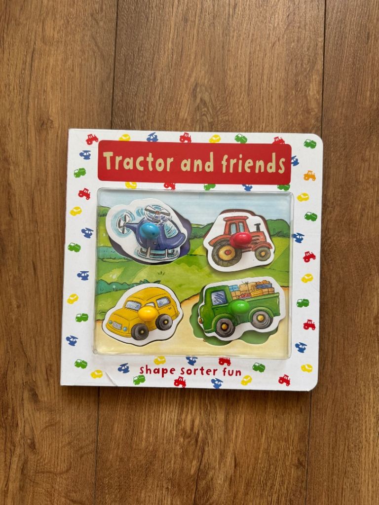Brand New "Tractor and Friends: Shape Sorter Fun" Board Book with Peg Puzzle