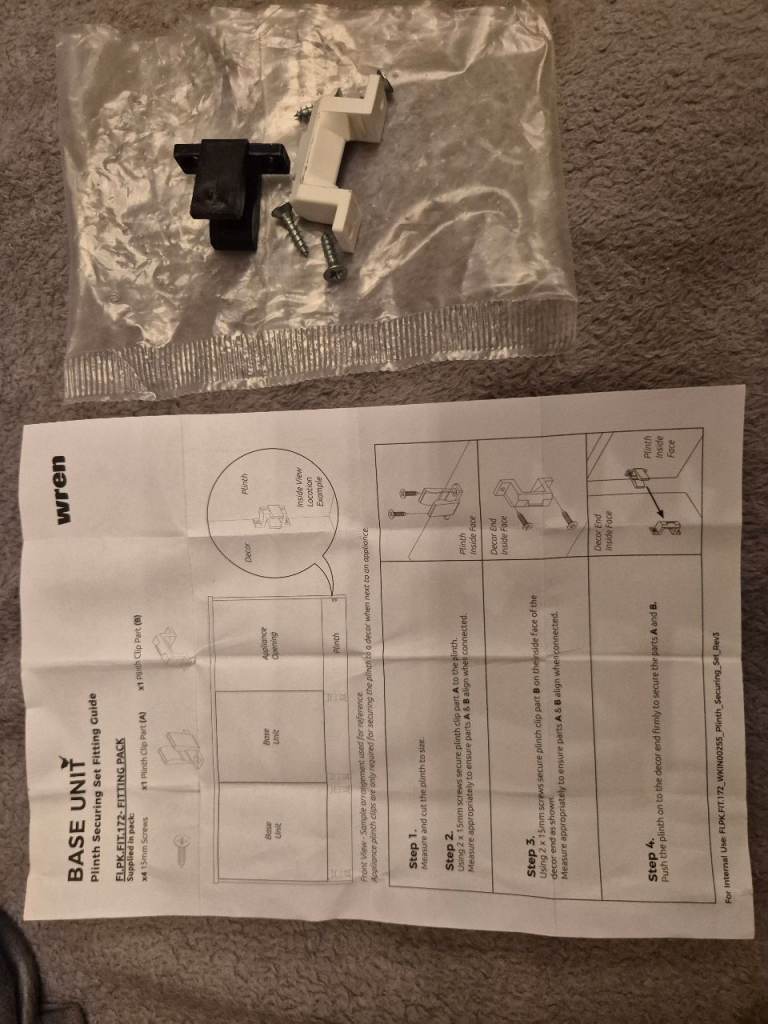 Wren kitchens base unit fitting and instructions 