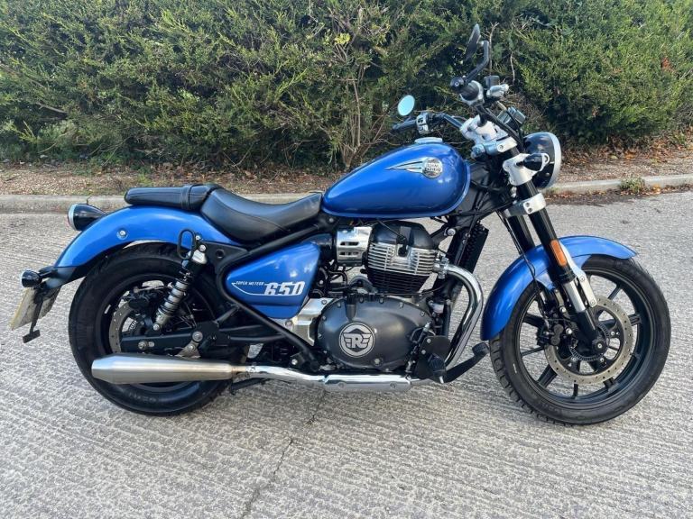 2023 73 ROYAL ENFIELD SUPER METEOR 650 CUSTOM CRUISER TOURER LOW 3k MILES BLUE