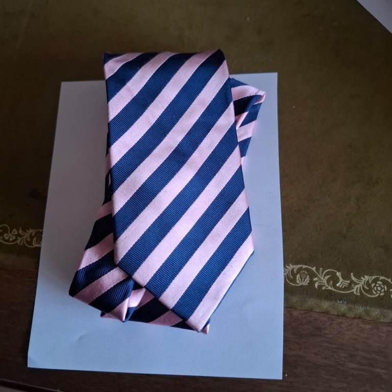 Next pink and navy barber striped silk tie