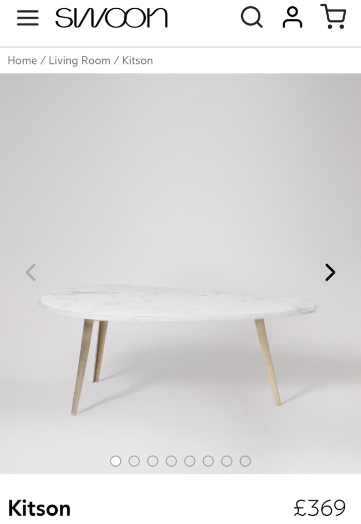 Real marble coffee table (Swoon “Kitson” RRP £369)
