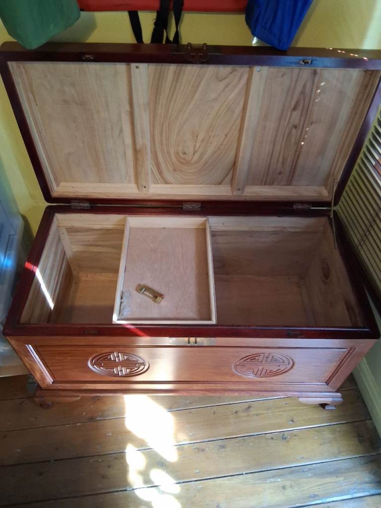 Wooden Carved Storage Chest / Trunk – Good Condition