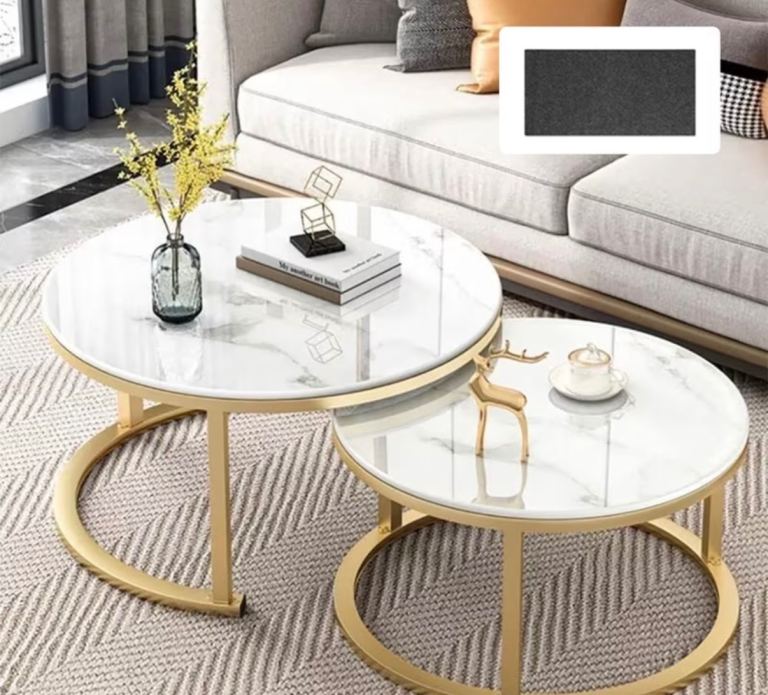 Nesting Coffee Tables Set of 2 Round Stacking Sofa Side Tables for Living Room