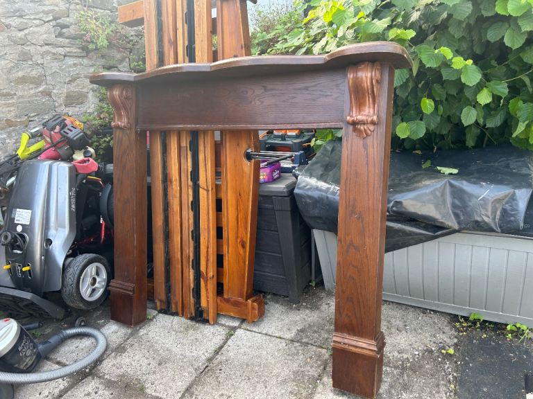 Wooden Fire Surround with Carved Details – Good Condition