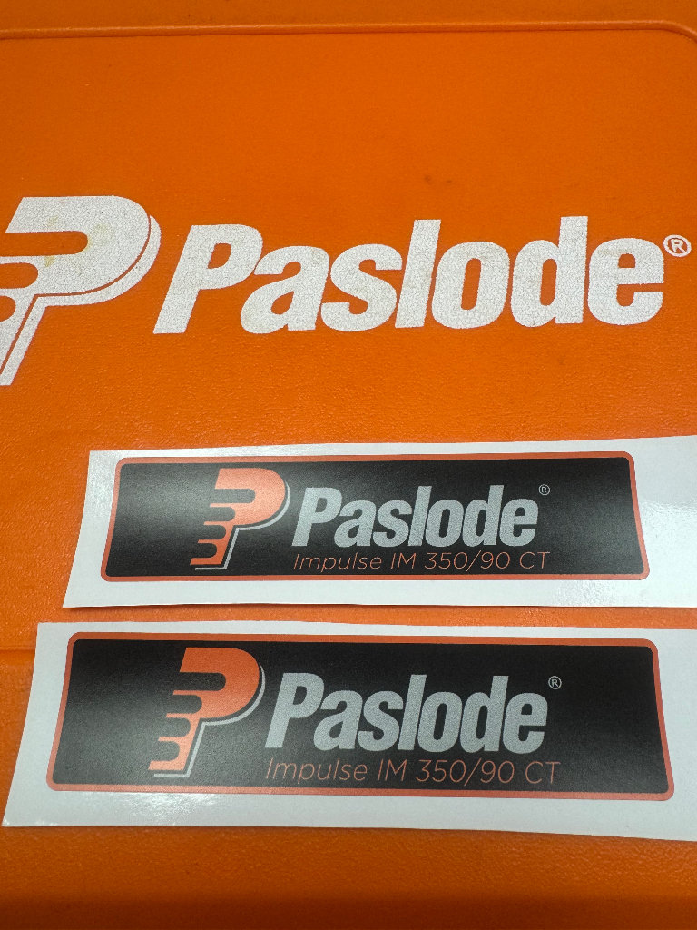 2 PASLODE NAILER BODY STICKER DECAL LABELS FOR IM350 NI CAD NAILERS