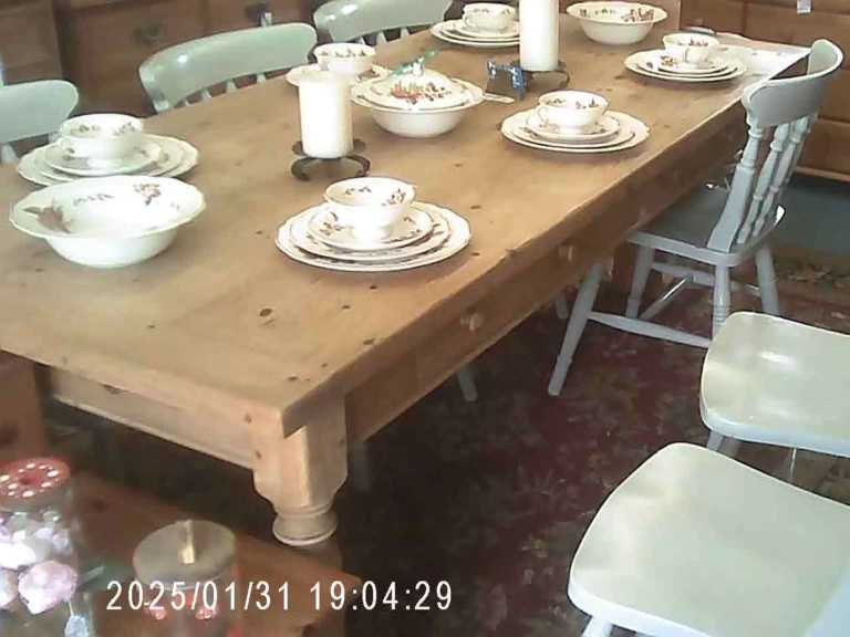 QUALITY SOLID STRIPPED PINE LARGE FARMHOUSE TABLE. TWIN DRAWERS. GREAT ORDER. IMPRESSIVE. DELIVERY 