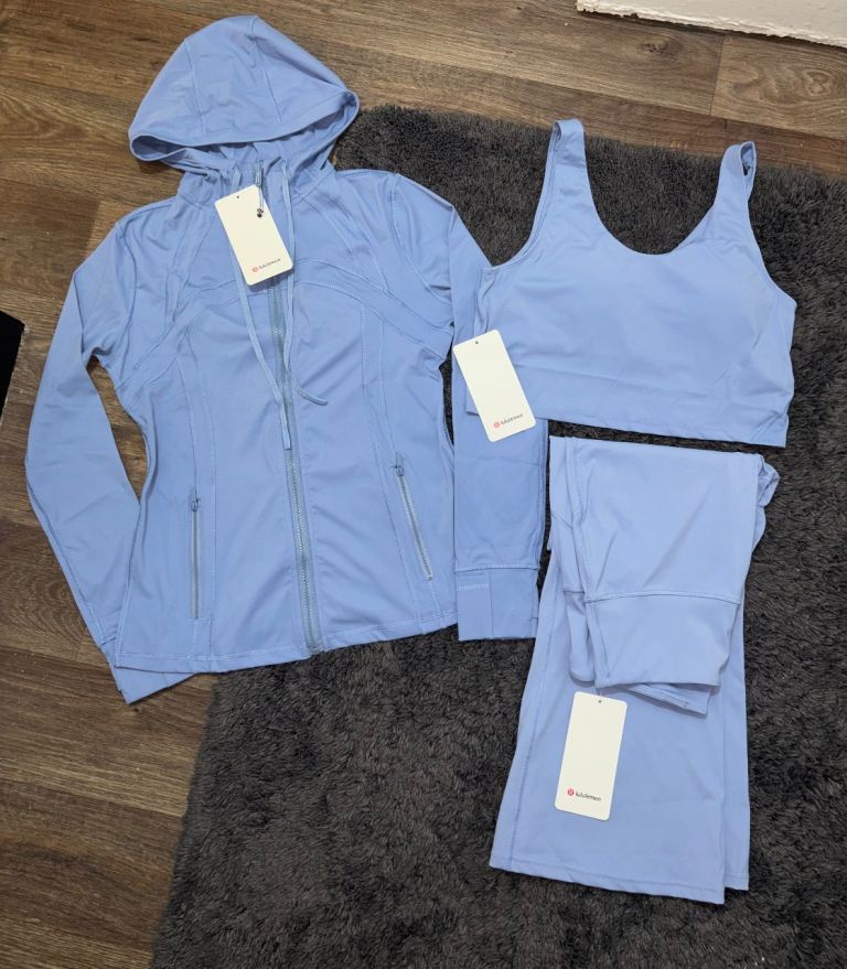 Lululemon Blue Activewear Set - Jacket, Bra, Leggings, NEW with Tags