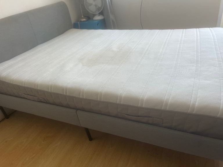 Ikea double bed and mattress (coffee stain)