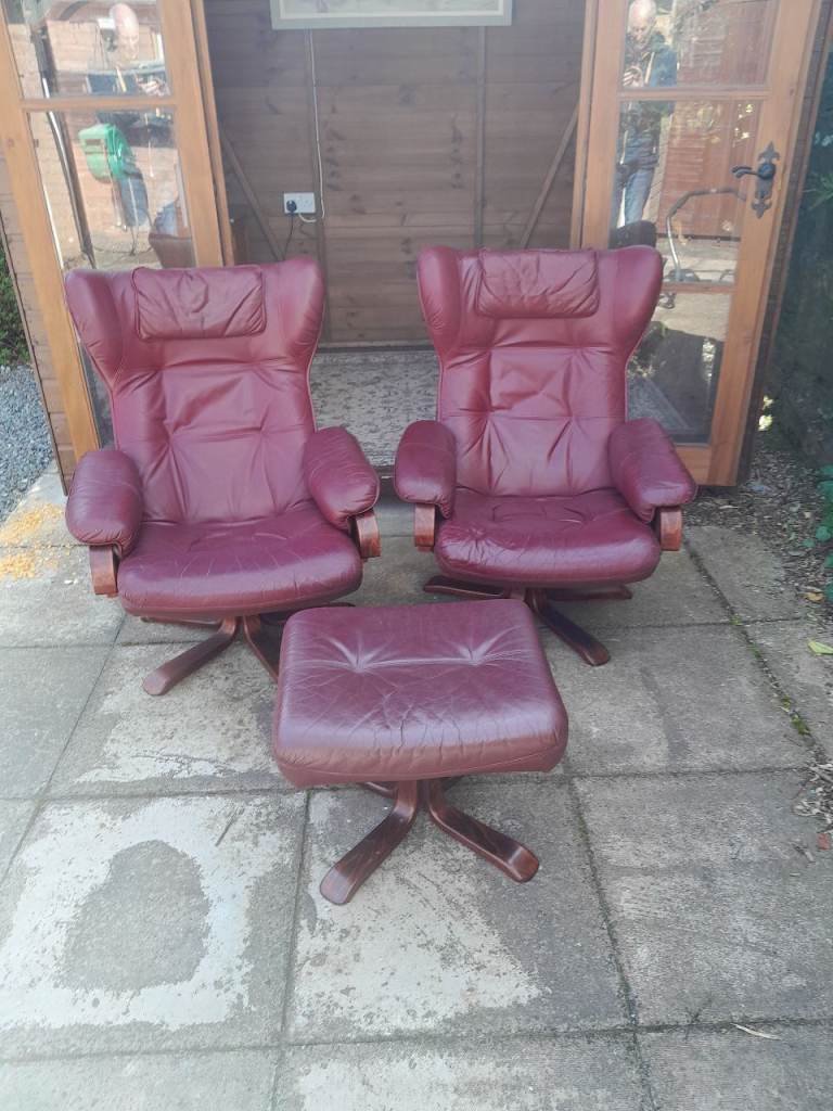Adjustable Chairs and footstool 