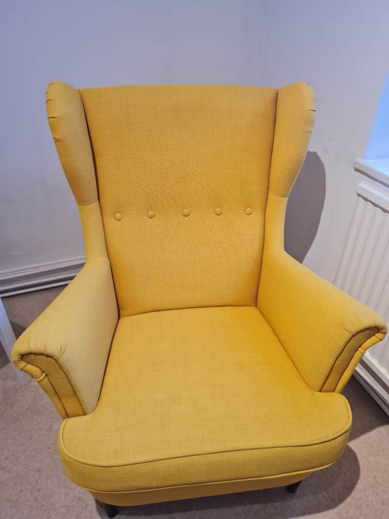 IKEA strandom mustard wing chair, armchair