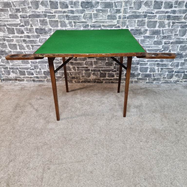 Vintage Fold Away Card Table with Cup Holders