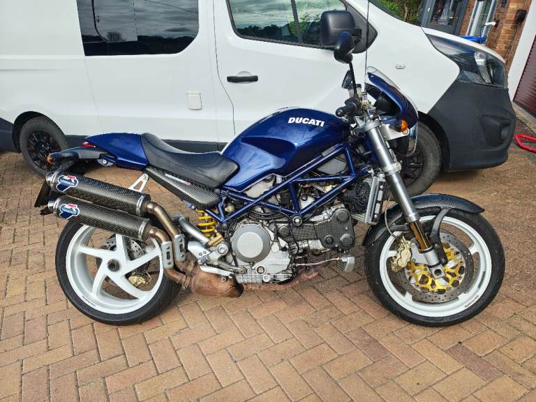 2004 Ducati Monster S4R 996cc, Blue and White 6,770 Miles. Marchesini Wheels and Termignoni Exhausts
