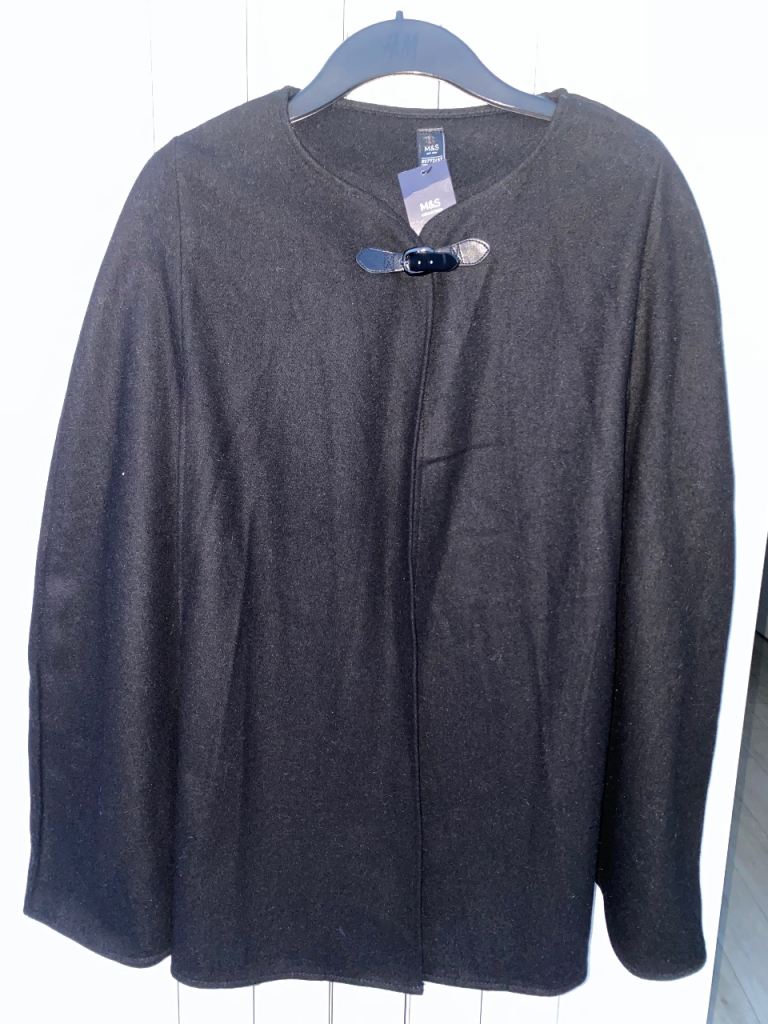 M&S Collection Black Cape Jacket – Brand New with Tags