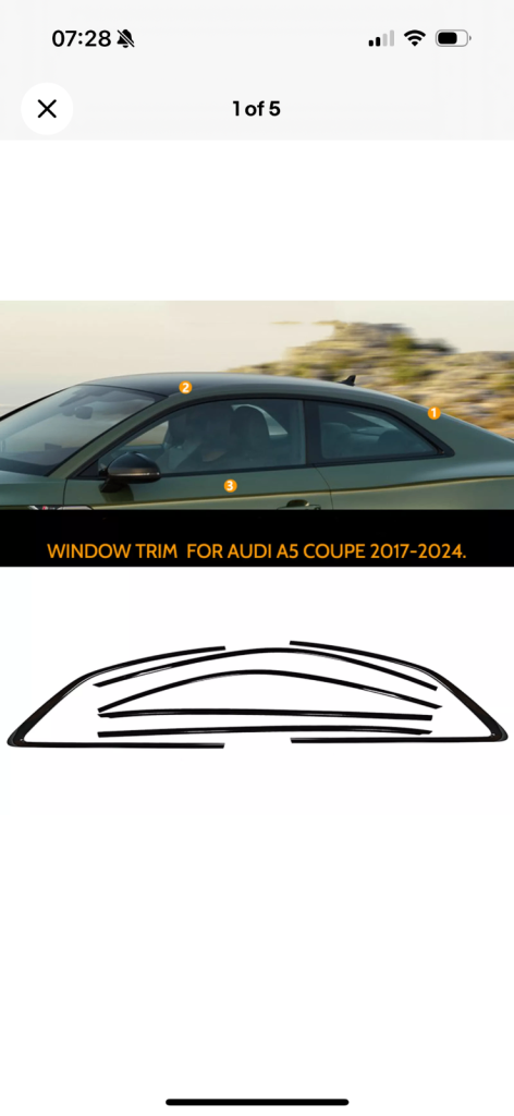 Black window trims for Audi A5 (2-door)