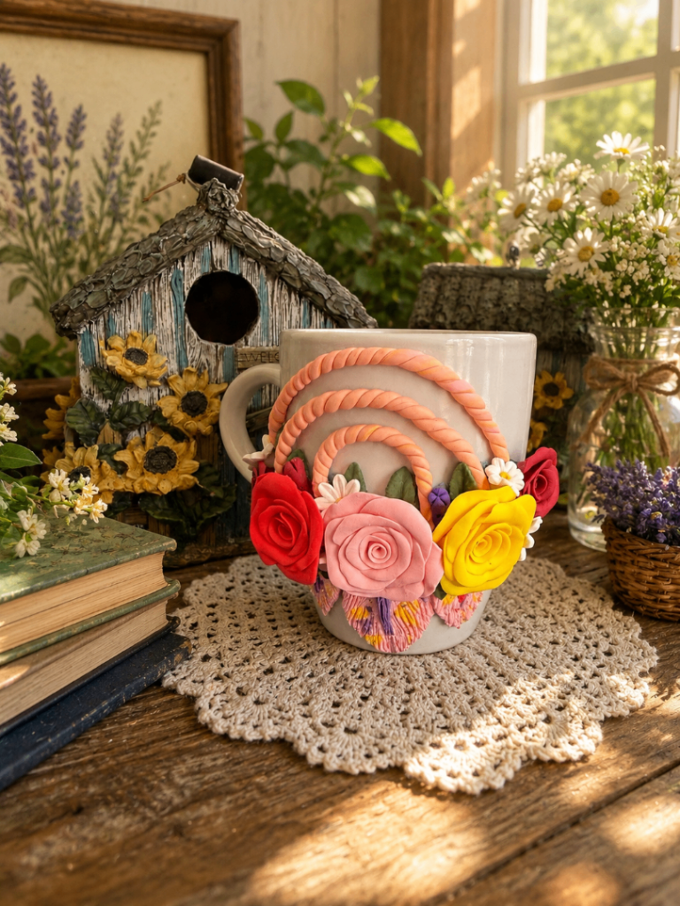 Customise handmade Clay coffee mug art