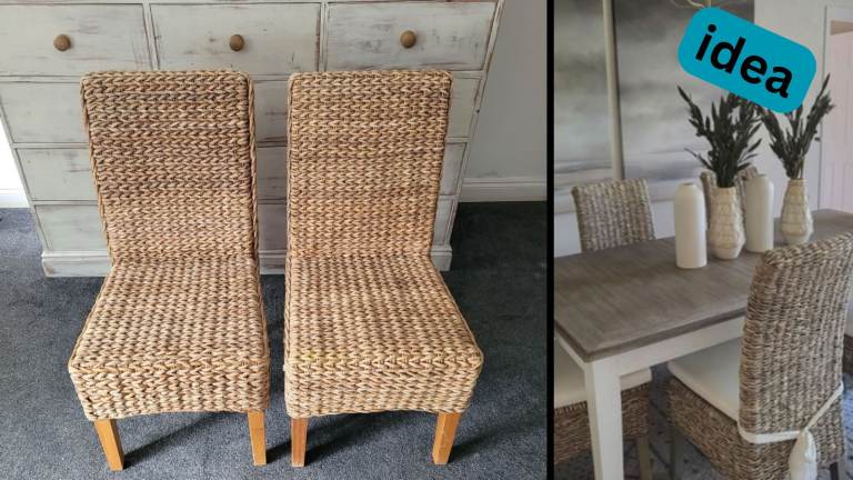 2 x Wicker Chairs - High quality large thick knot/twist