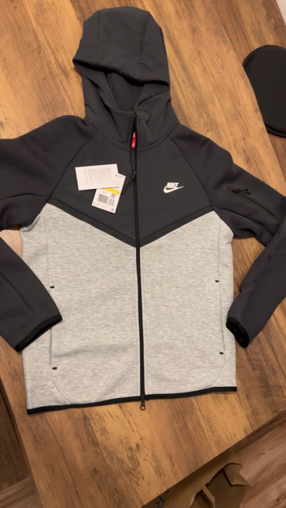 Nike Tech Fleece Hoodie – Grey/Black, Brand New with Tags