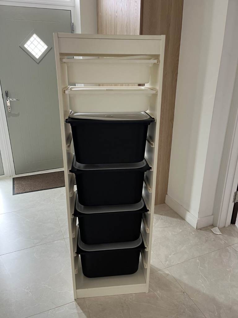 IKEA Trofast Storage Unit with Bins – White Frame, Good Condition