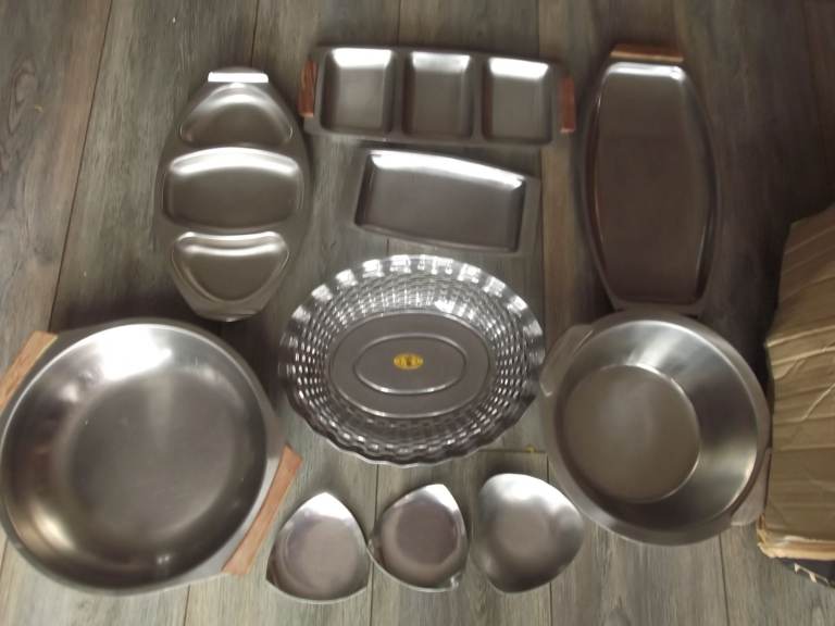 Stainless Steel Serving Dishes & Bowls  - 10 Items LOT