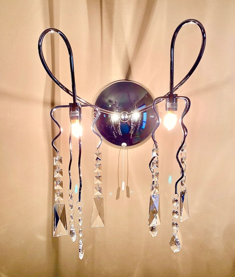 New and unused, Crystal wall light fittings, 20 available.