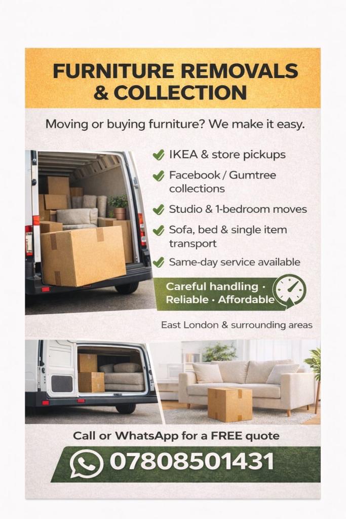 Ikea pick ups , studio flat, 1 bedroom flat removals 