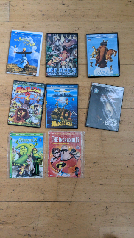 8 Kids Videos. 40p each. Some new