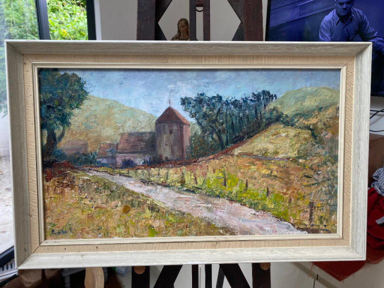 French Landscape painting , original oil on canvas 