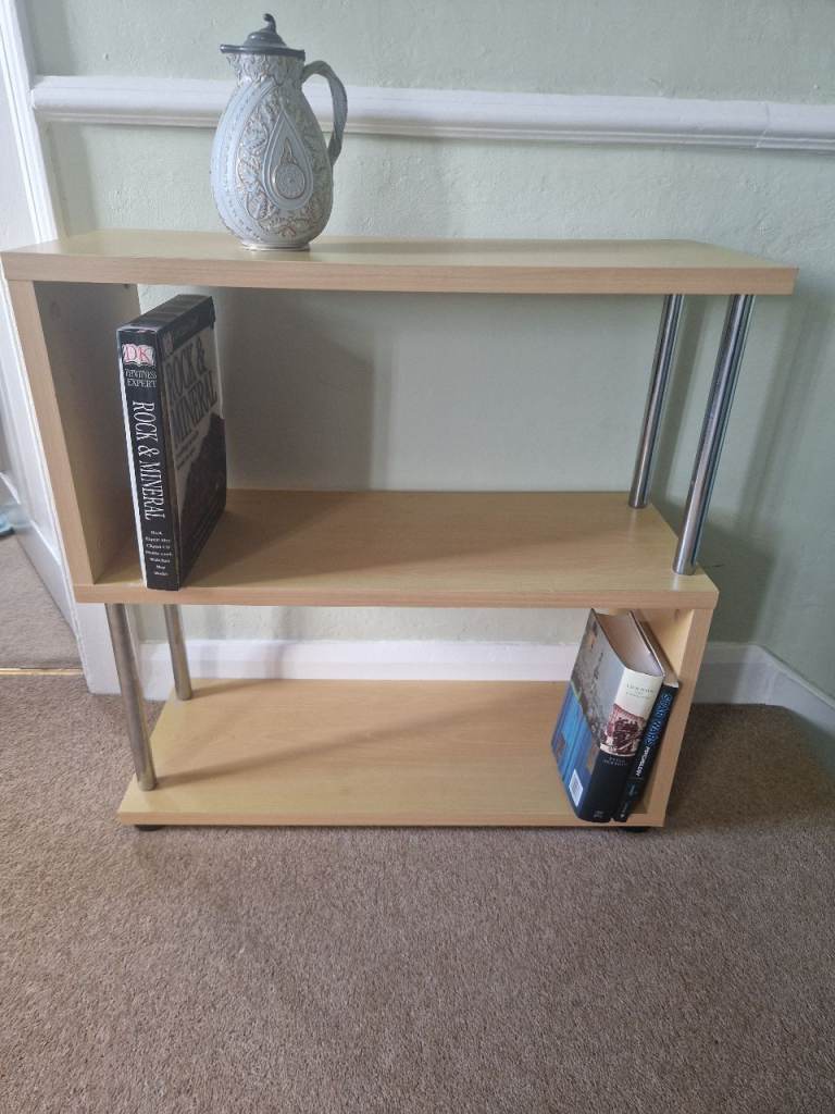 Light Wood Effect Bookshelf / Storage Unit with Chrome Legs