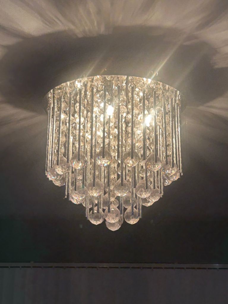 Crystal chandelier ceiling light with wind chime