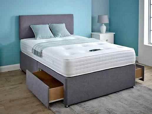 Double Size Panelled Divan Bed with Storage Drawers and Mattress - Cash on Delivery