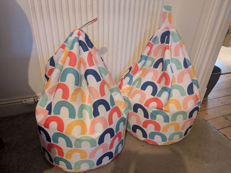 Two rainbow kids bean bags