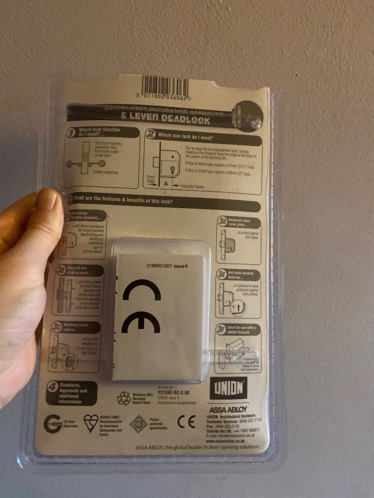 5 Lever Deadlock with 5 keys attached 