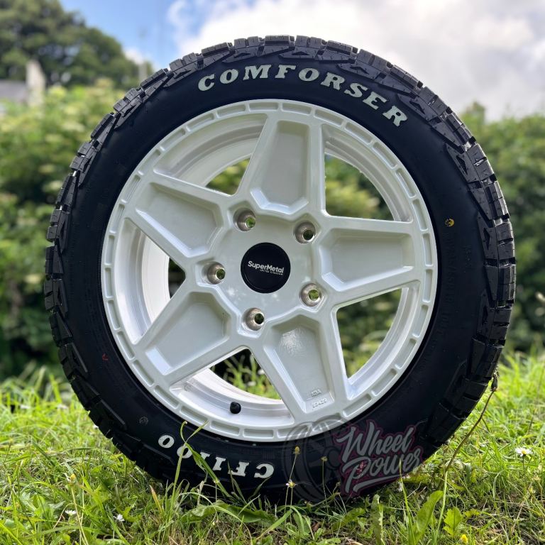 18” 5x160 Supermetal Rocket Ford Transit Custom Alloys Wheels All Terrain Comforser Tyres