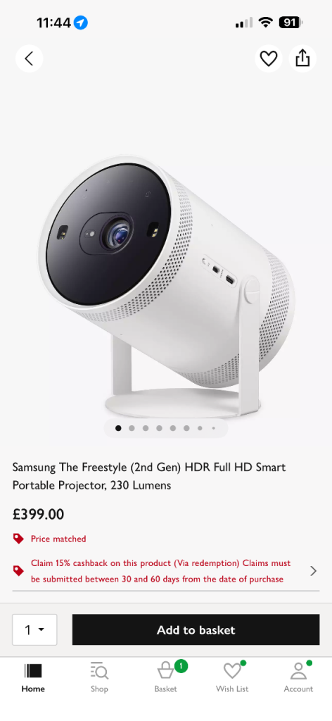 Samsung The Freestyle (2nd Gen) Portable Projector - NEW