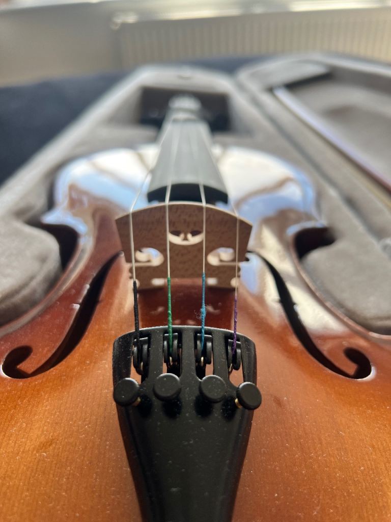 4/4 Violin with Bow, Shoulder Rest, Tuner, and Case
