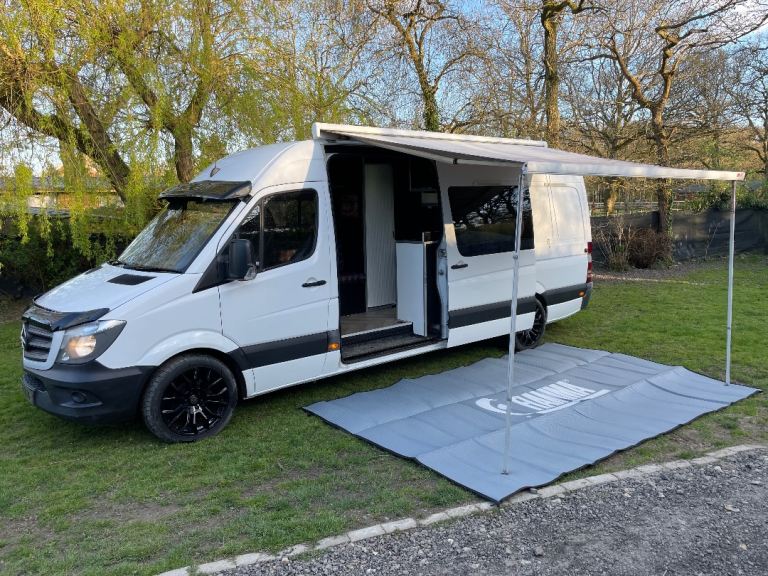 Mercedes sprinter camper campervan motor home race day van fully converted off grid 