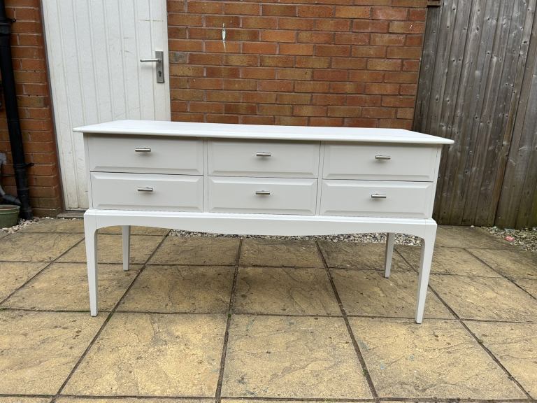 Refurbed stag minstrel dressing table/console table/chest of drawers.