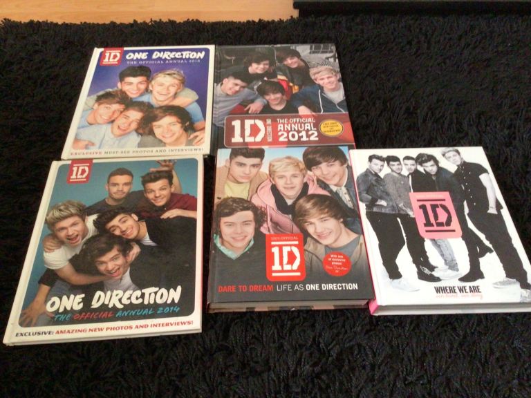 5 books on one direction pop stars h/b. £10 the lot 