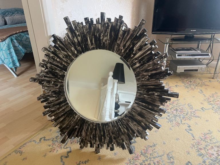 Large round mirror