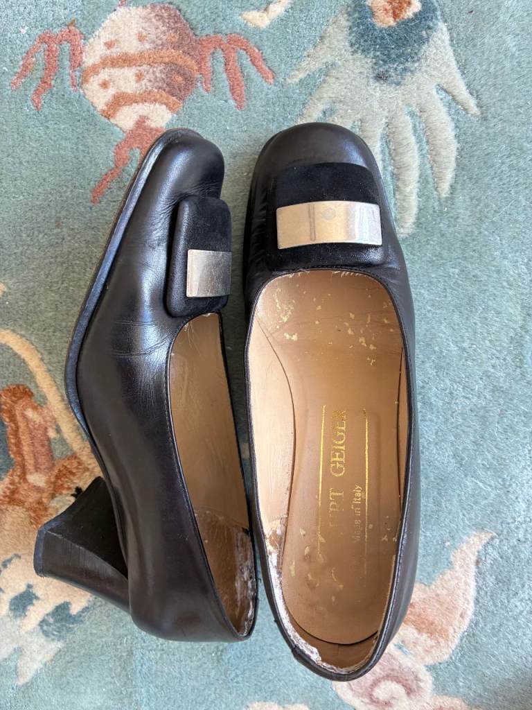 Woman PT Giglio Black Leather Heels – Vintage Style, size 36 1/2