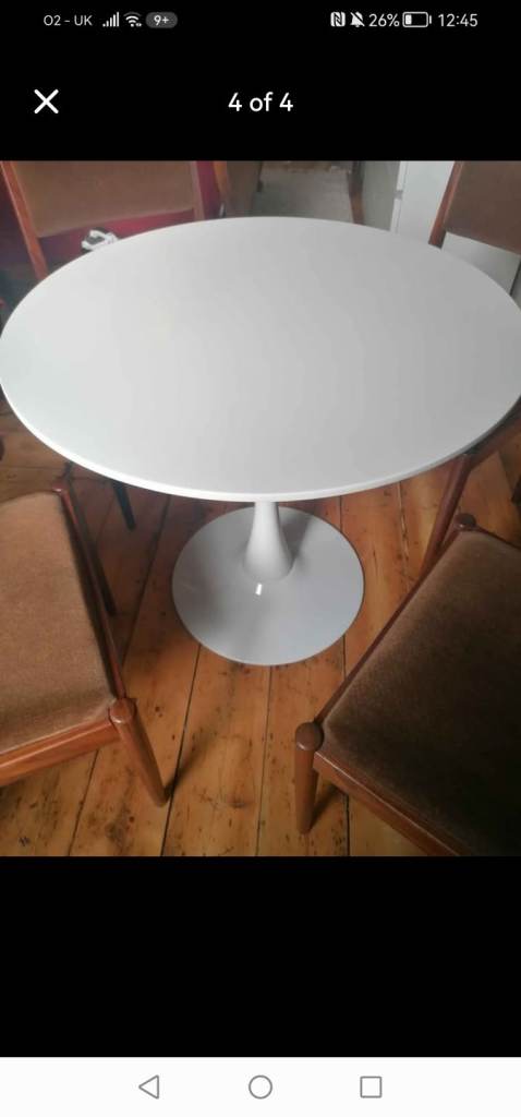 G plan chairs and white table
