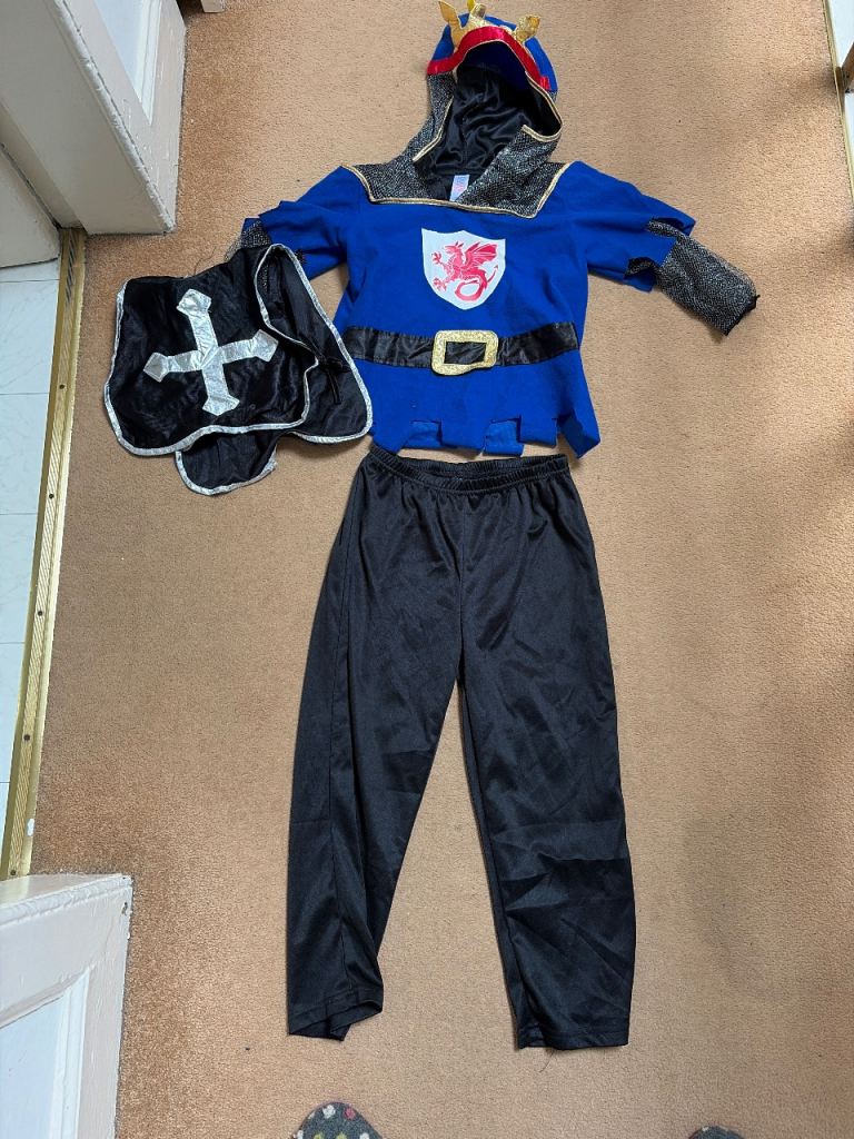 Kids Knight Fancy Dress Costume - Blue & Black, Good Condition