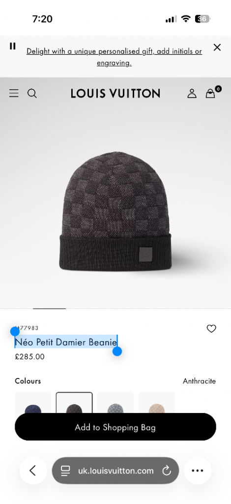 Louis Vuitton Néo Petit Damier Beanie
