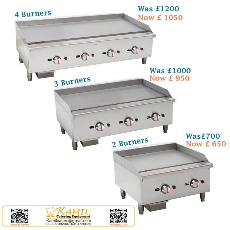 Gas Griddle For Restaurant, Burger & Smash Burger Shop 60 cm, 90 cm, 120 cm