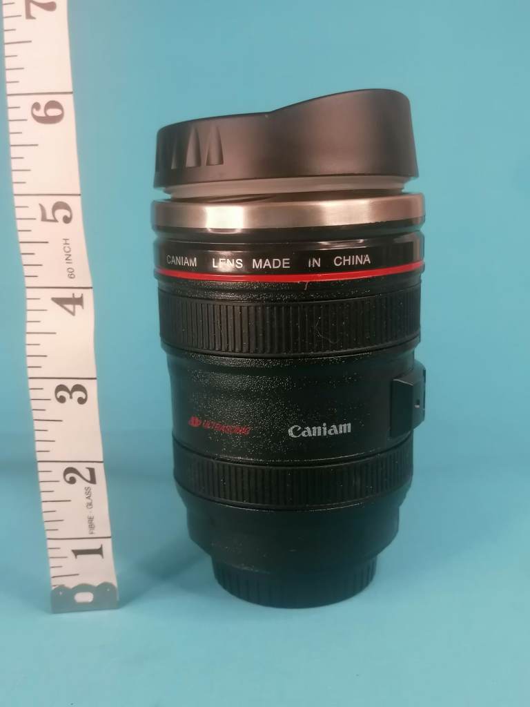 New! CANON CAMERA LENS CUP  400mm Travel Coffee Mug/Cup with Drinking Lid.
