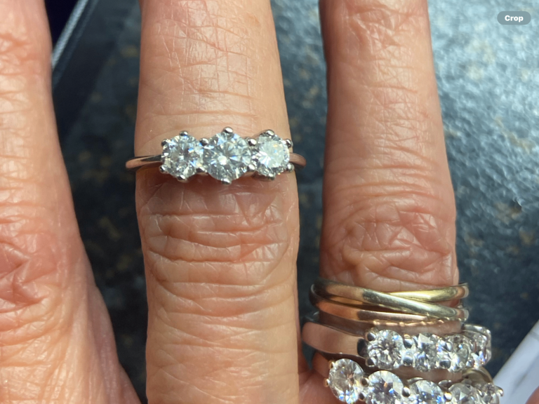 18ct White Gold 1carat Diamond Trilogy ring. Size M/N  coll/del only 