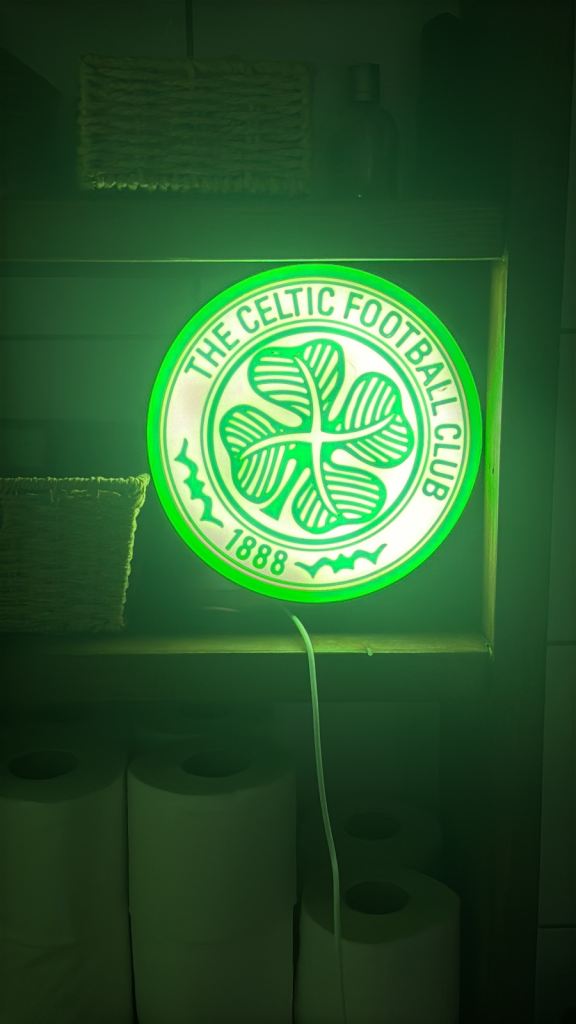 Celtic FC LED Light Sign | 3D Printed Football Wall Light | USB Powered