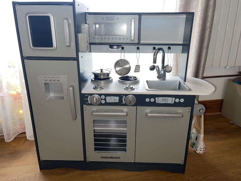 🍳✨ XXL Wooden Play Kitchen with LED Lights ✨🍳