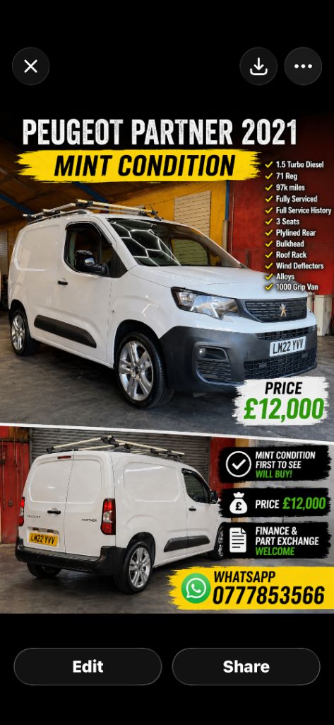 Peugeot, PARTNER, Panel Van, 2022, Manual, 1499 (cc)